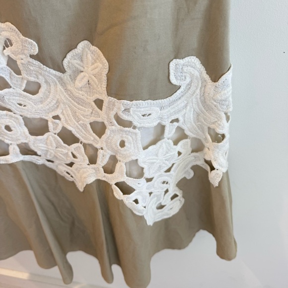 Derek Lam Collective Khaki Lace Sleeveless V Neck Mini Dress Size‎ 50 - Picture 3 of 7